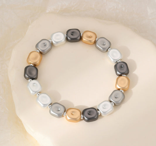 Gracee Three Tone Bracelet with Irregular Squares