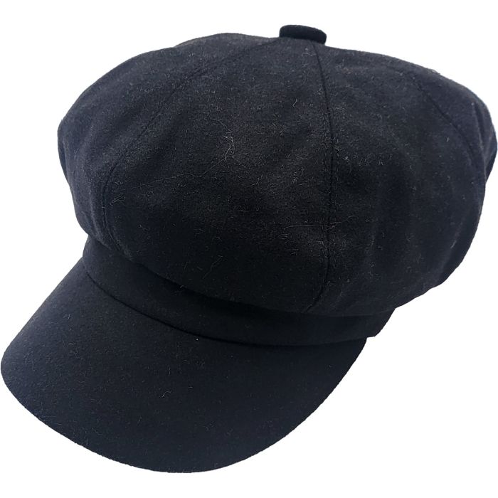 Faux Suede Baker Boy Winter Hat - Black or Berry