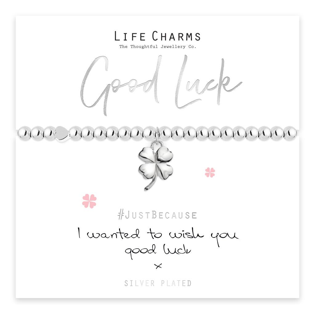 Life Charms Silver Plated Good Luck Bracelet with Shamrock charm