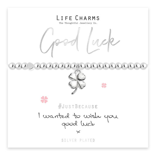 Life Charms Silver Plated Good Luck Bracelet with Shamrock charm