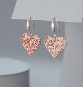 Gracee Rose Gold Wired Heart Drop Earrings