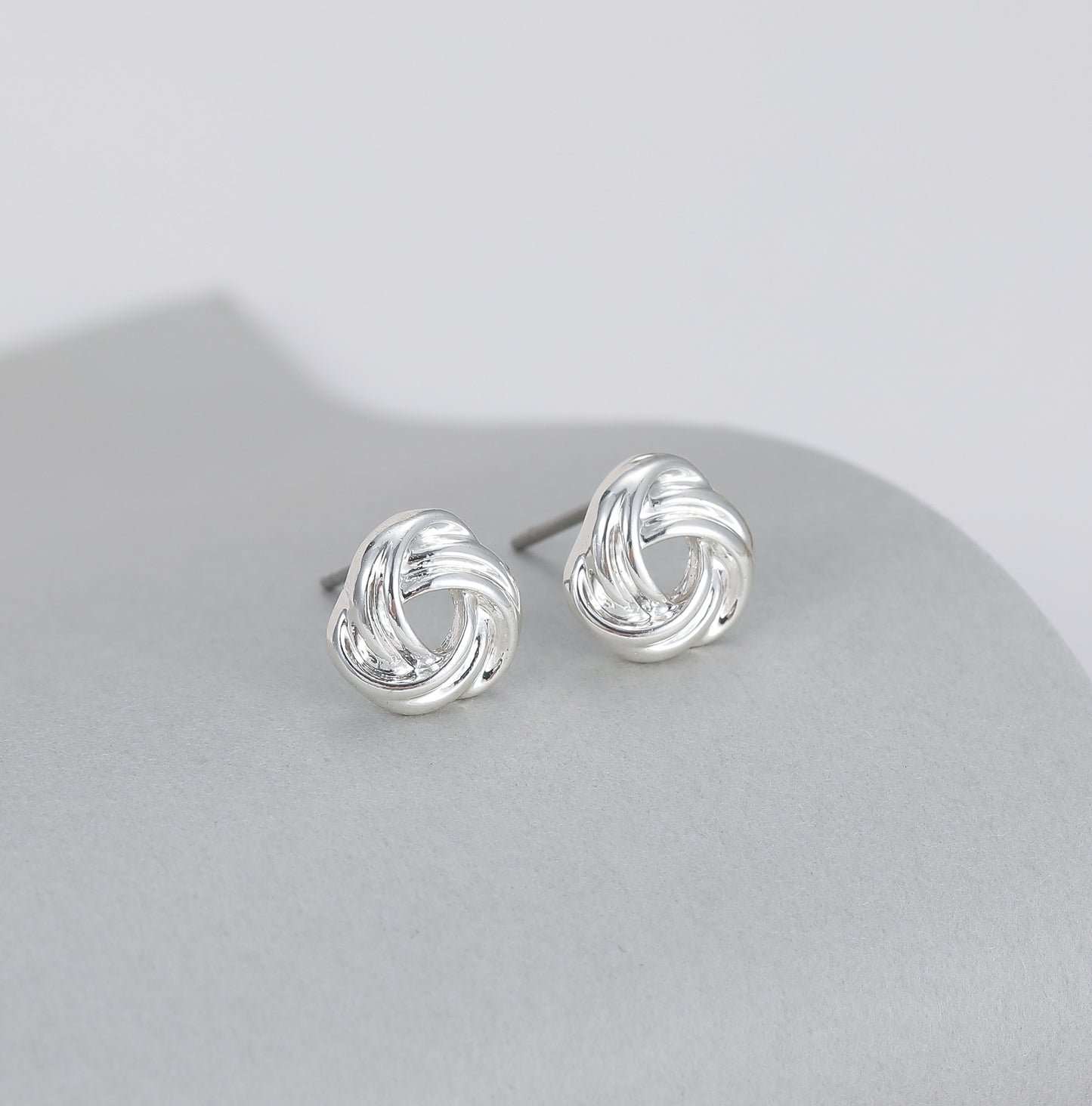 Gracee Silver Swirl Stud Earrings