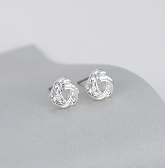 Gracee Silver Swirl Stud Earrings