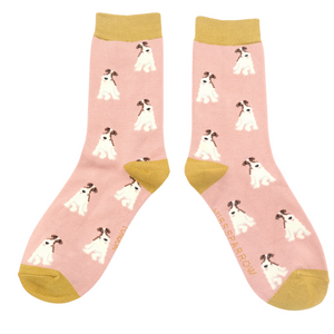Miss Sparrow Bamboo Fox Terrier Socks - Dusky Pink