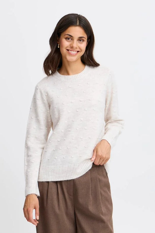 Fransa Elise Textured Sweater - Antique White