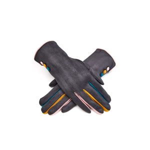 Faux-Suede Multi-Coloured 3 Button Gloves - Choice of Colours