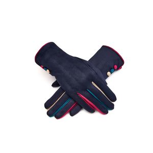 Faux-Suede Multi-Coloured 3 Button Gloves - Choice of Colours