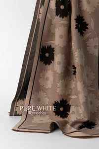 Flower Print Luxury Winter Wrap - Camel