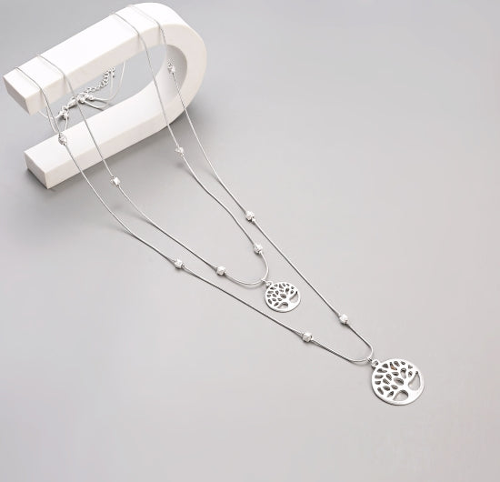Gracee Long Necklace with Silver Tree of Life Pendant