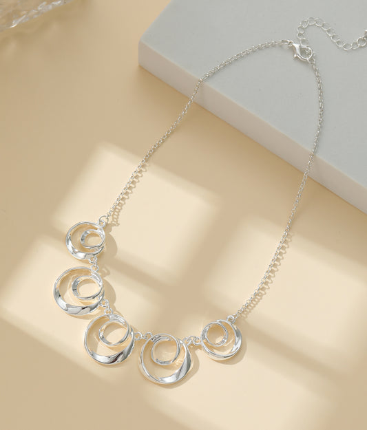 Gracee Short Silver Circles Necklace