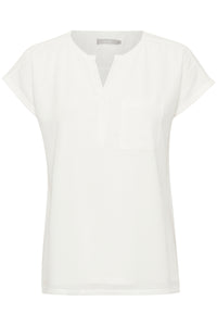 Fransa Zawov Short Sleeve Blouse - Antique White