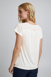 Fransa Zawov Short Sleeve Blouse - Antique White