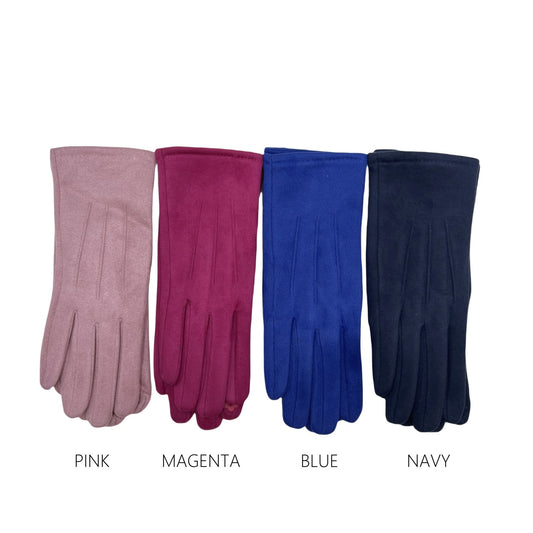 Faux-Suede Plain Gloves - Choice of Colours