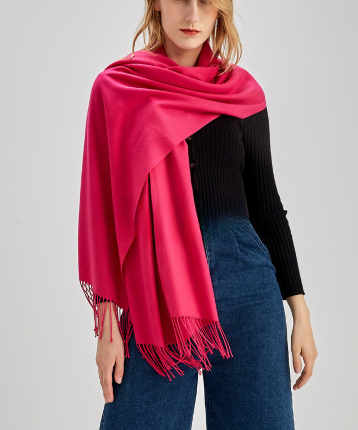 Super Soft Pashmina Plain Knit Scarf - Choice of colours