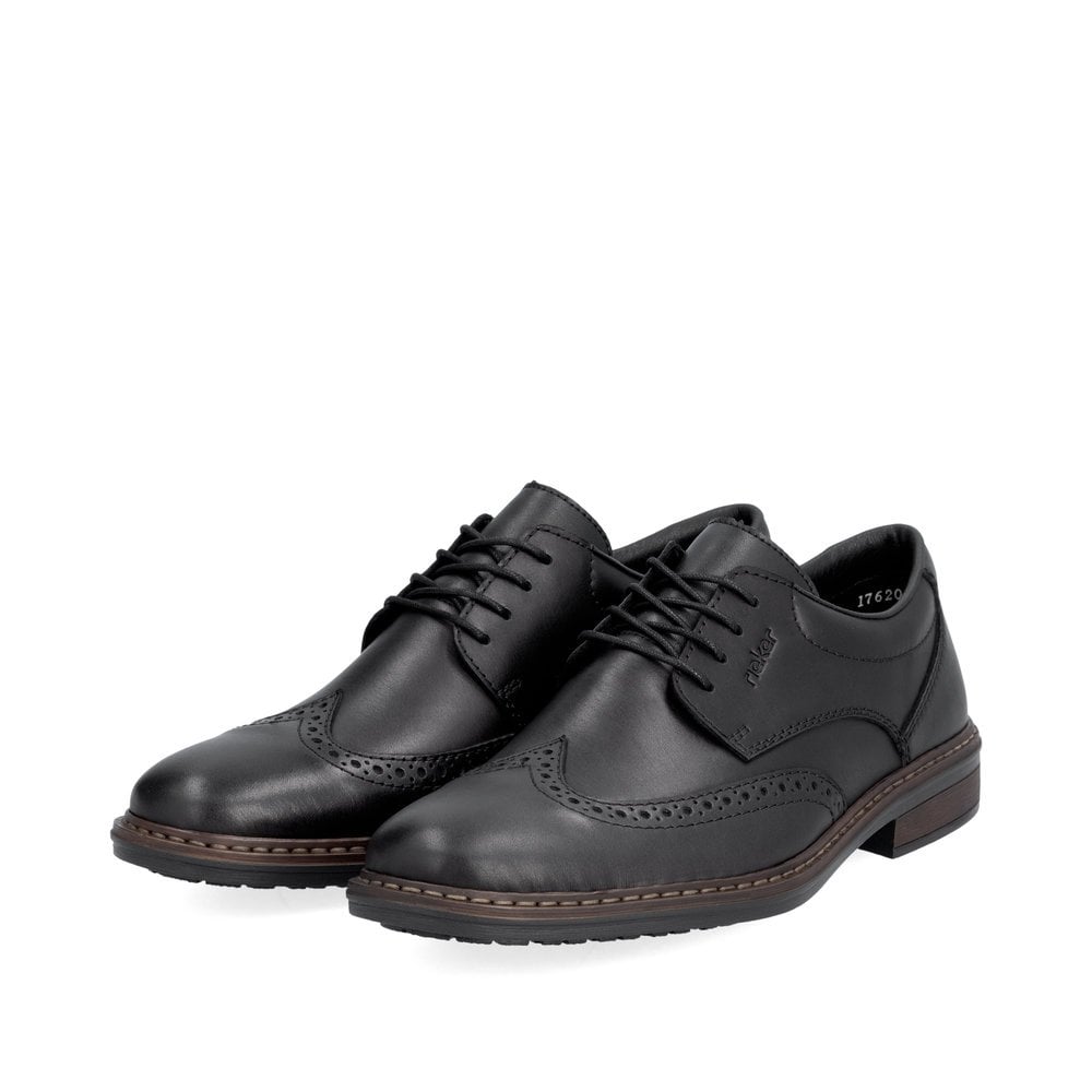 Rieker 17620 Mens Laced Leather Shoes - Black