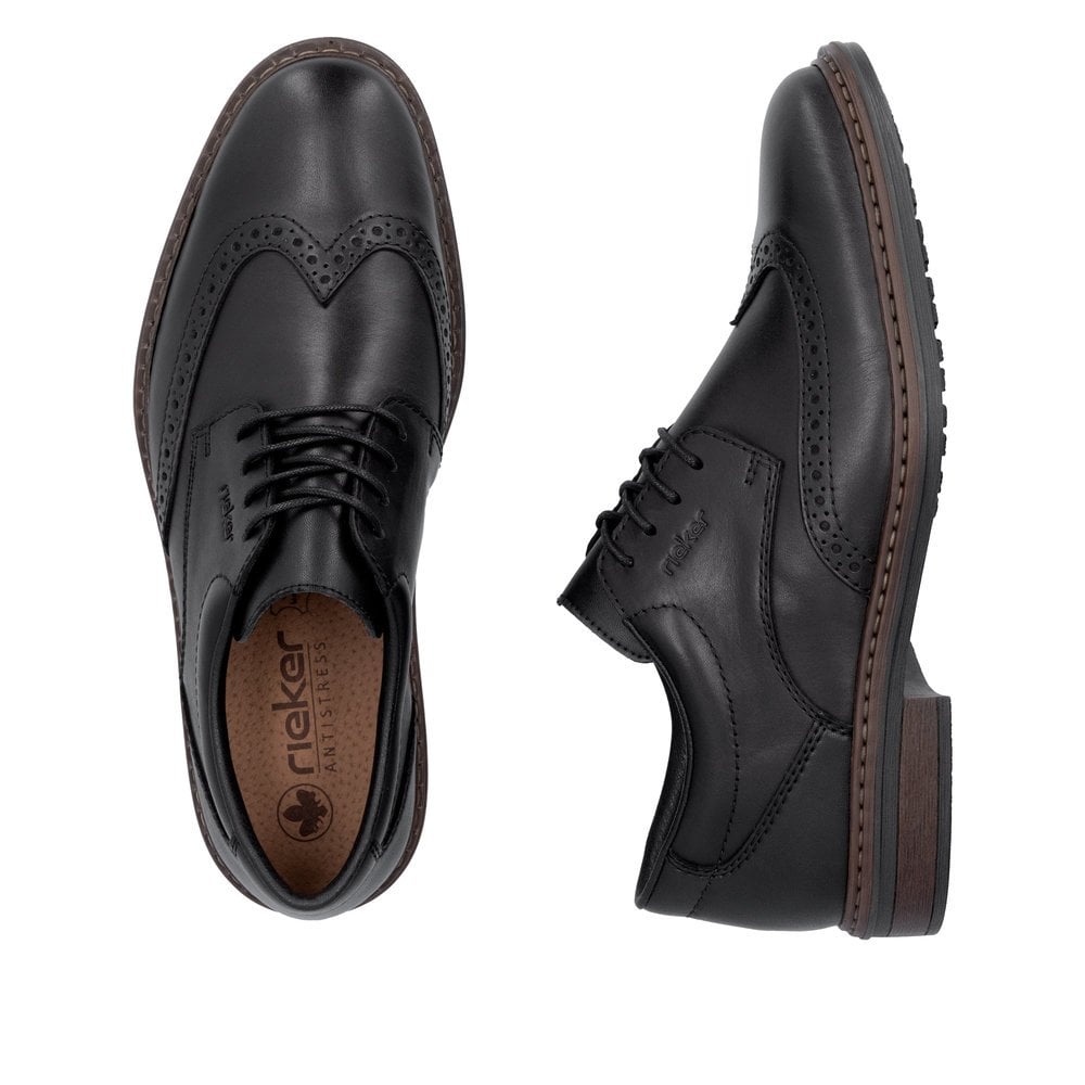 Rieker 17620 Mens Laced Leather Shoes - Black