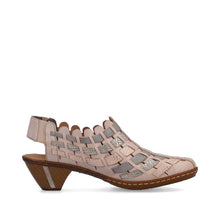 Load image into Gallery viewer, Rieker Leather Woven Heeled Shoes 46778 - Beige