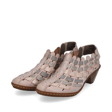 Load image into Gallery viewer, Rieker Leather Woven Heeled Shoes 46778 - Beige