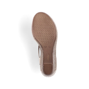 Rieker Leather Sandals 624H6 - Beige/ gold