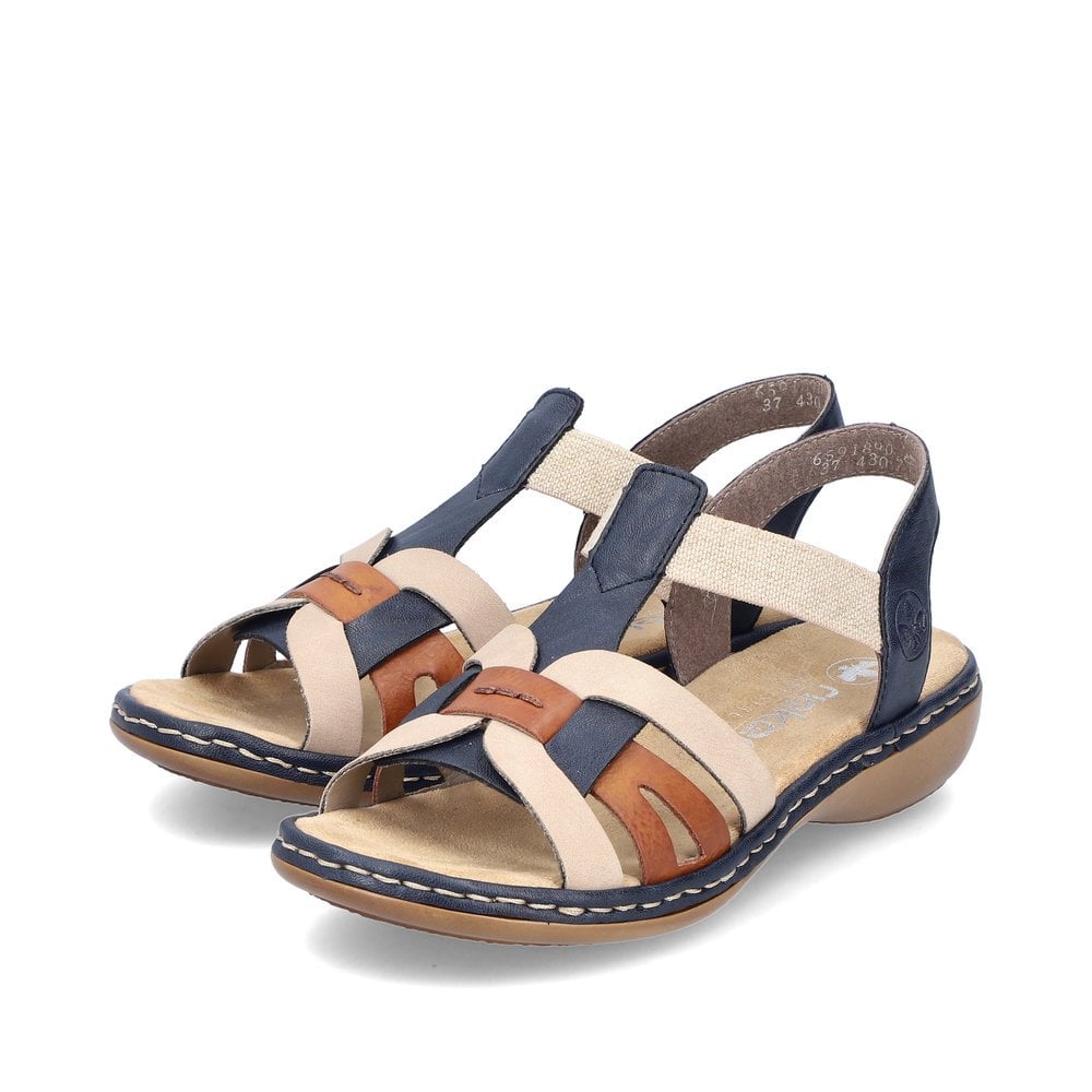 Rieker Navy/ Beige Mix Sandals 65918 - size 36 only