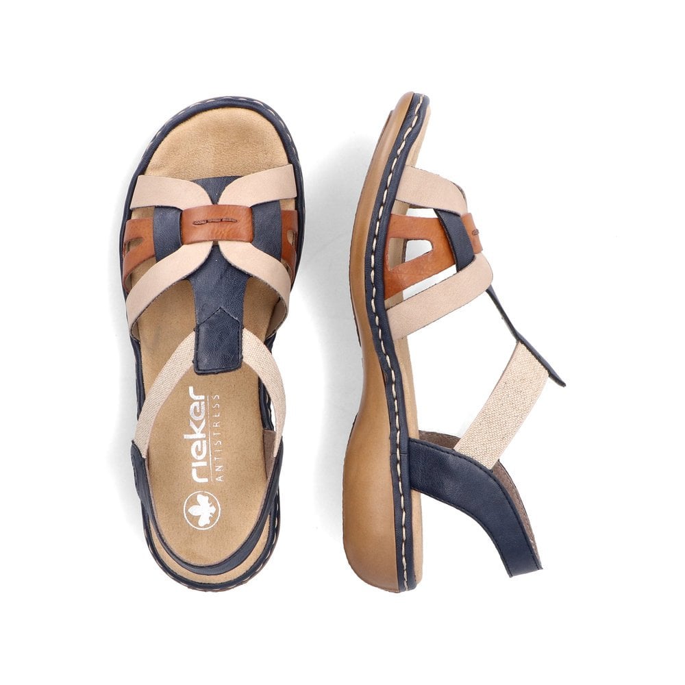 Rieker Navy/ Beige Mix Sandals 65918 - size 36 only