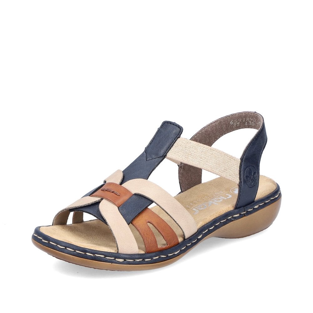 Rieker Navy/ Beige Mix Sandals 65918 - size 36 only