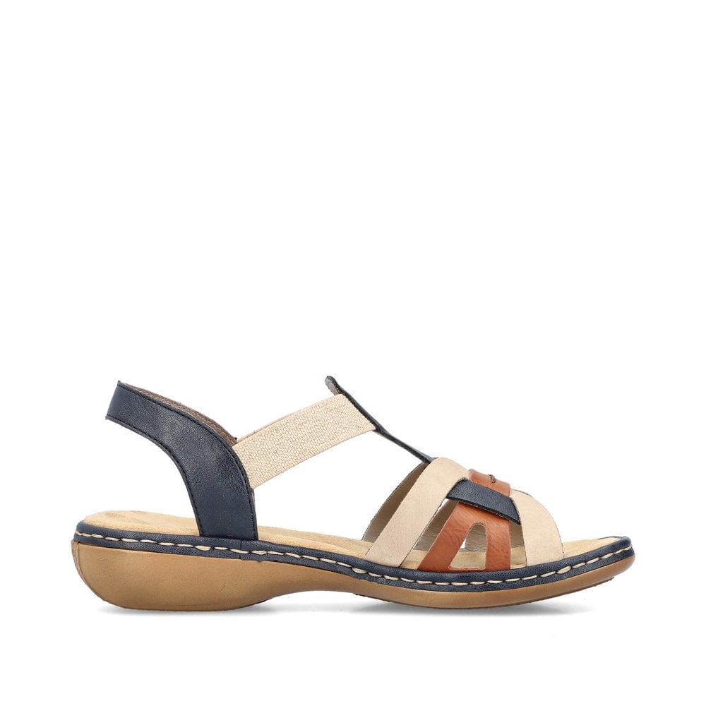 Rieker Navy/ Beige Mix Sandals 65918 - size 36 only