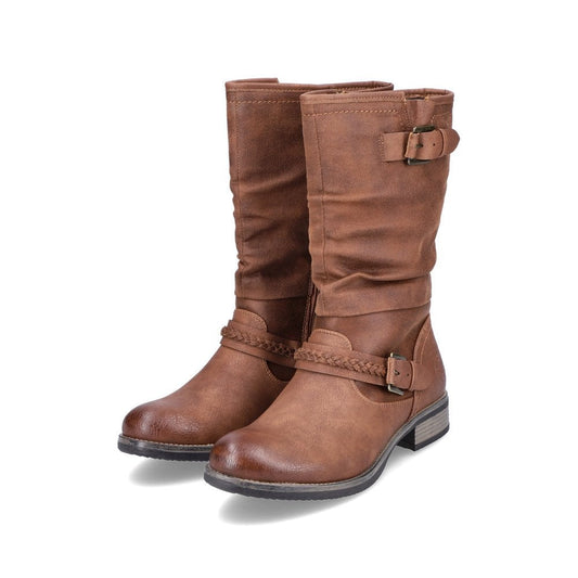 Rieker 98860 Ladies Tall Boots with Zipper -  Brown