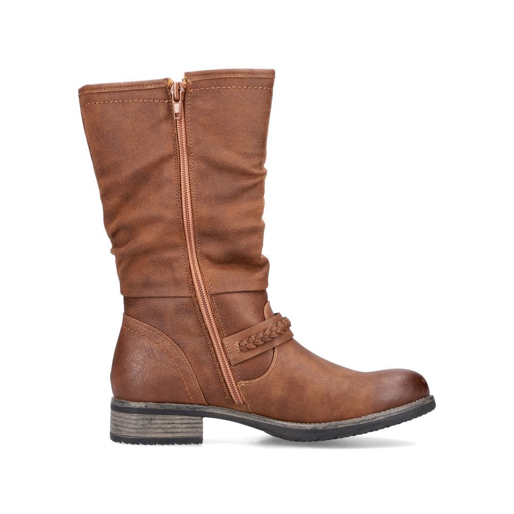 Rieker 98860 Ladies Tall Boots with Zipper -  Brown