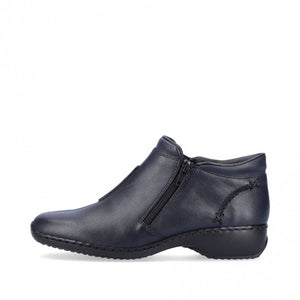Rieker L3882 Ladies Slip On Leather Shoes - Navy