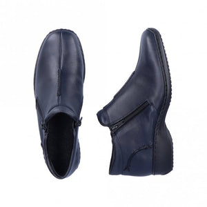 Rieker L3882 Ladies Slip On Leather Shoes - Navy