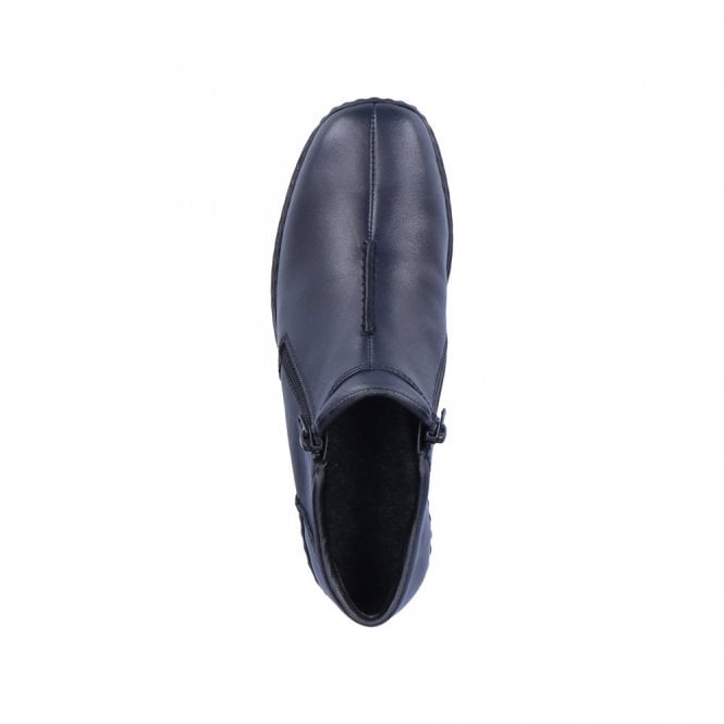 Rieker L3882 Ladies Slip On Leather Shoes - Navy