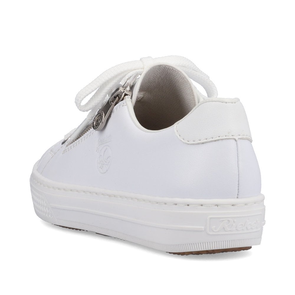 Rieker L59L1 Lace Up  Leather Trainers  - White