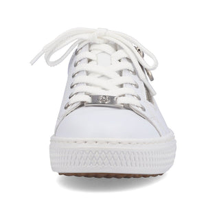 Rieker L59L1 Lace Up  Leather Trainers  - White
