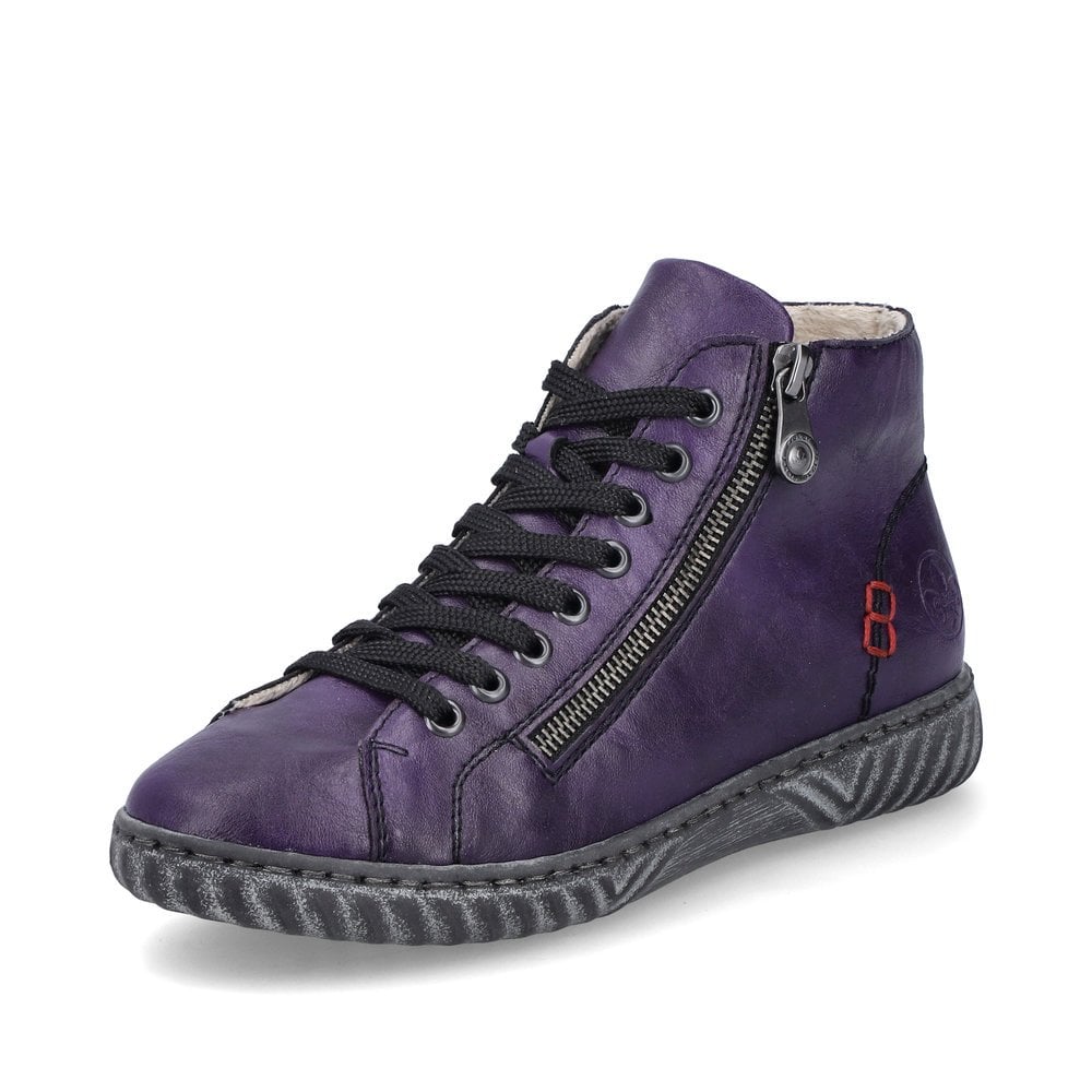 Rieker N0921 Ladies Boots with Zipper - Purple