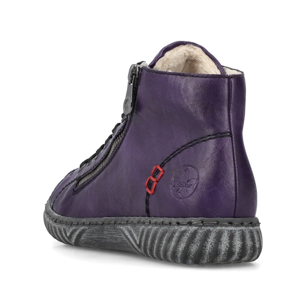 Rieker N0921 Ladies Boots with Zipper - Purple