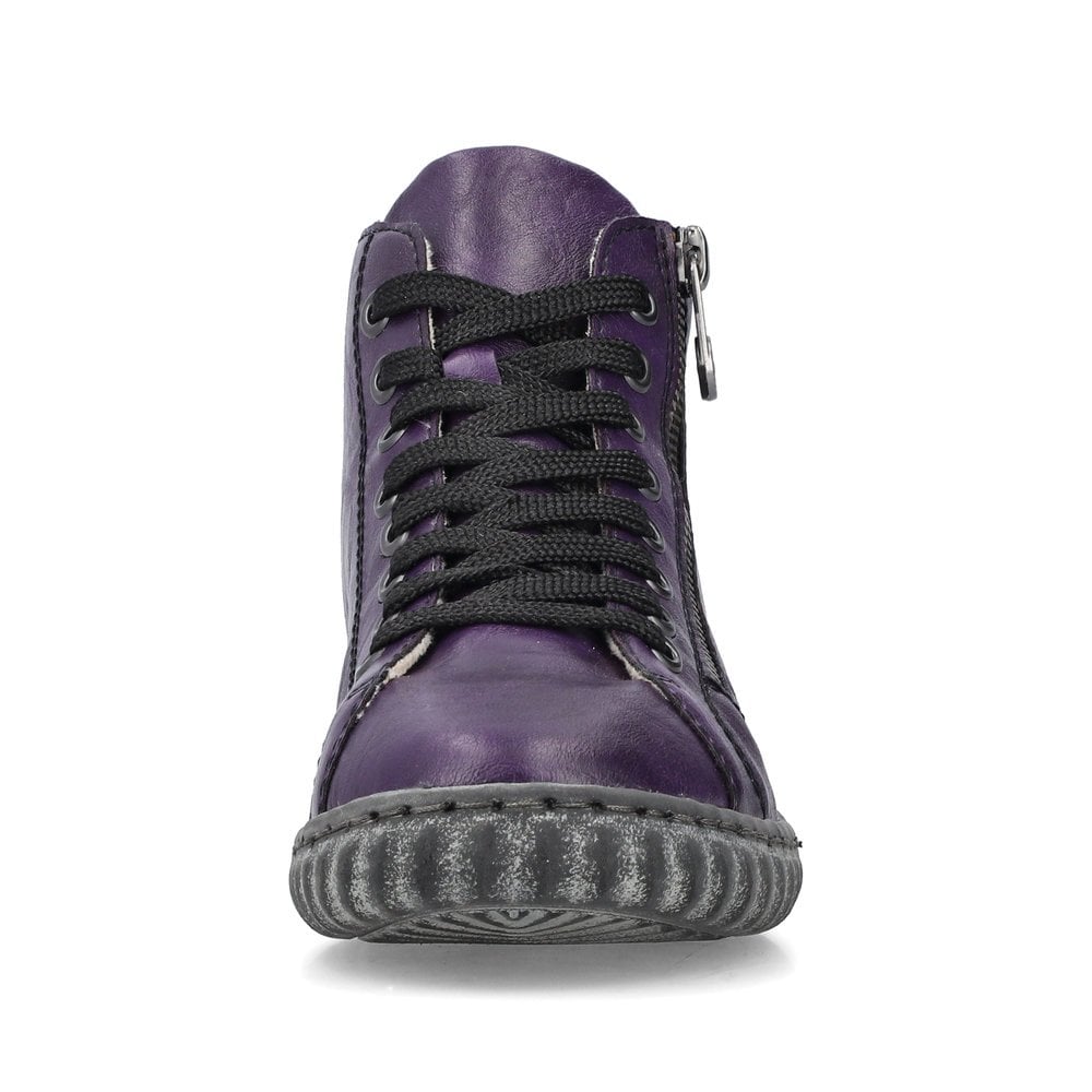 Rieker N0921 Ladies Boots with Zipper - Purple