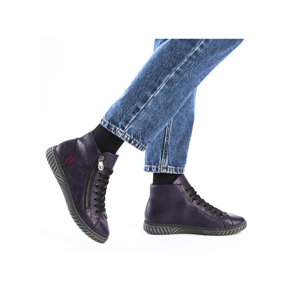 Rieker N0921 Ladies Boots with Zipper - Purple