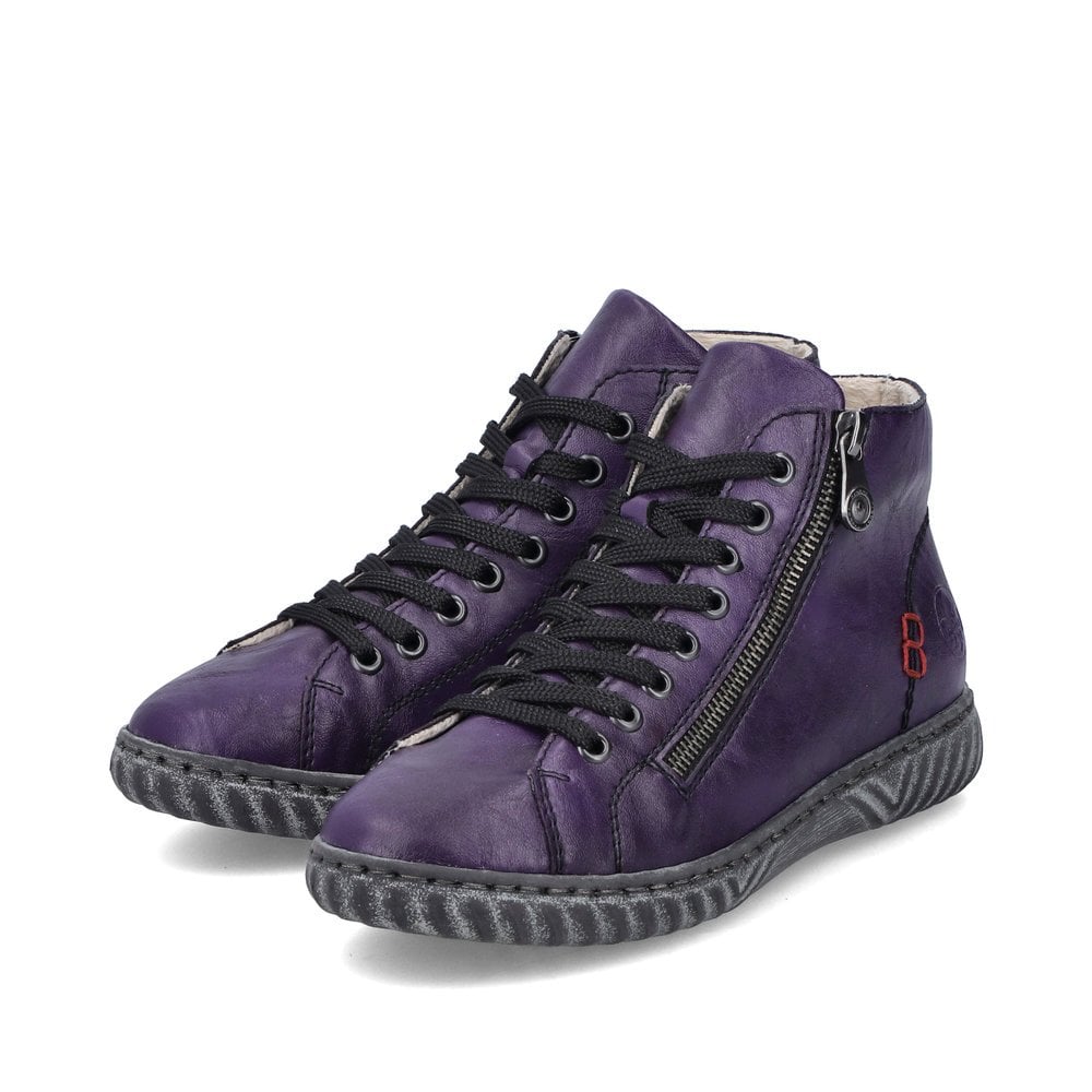 Rieker N0921 Ladies Boots with Zipper - Purple