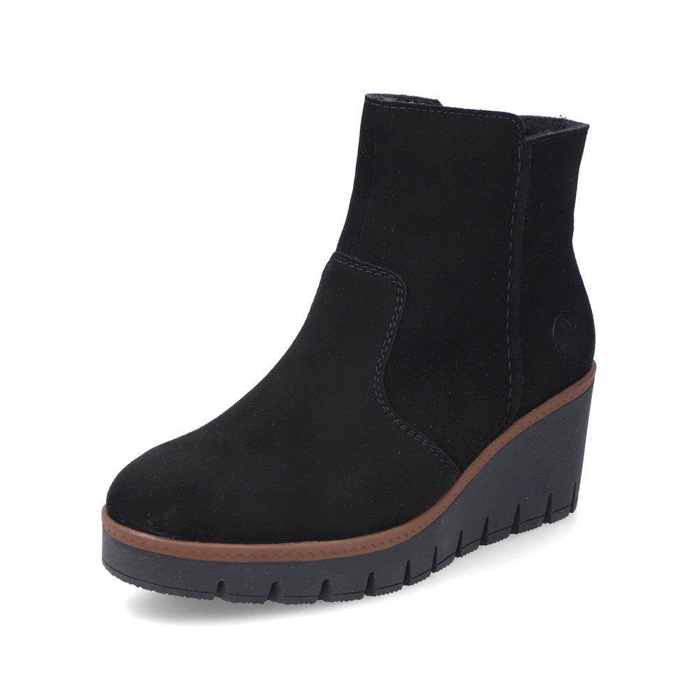 Rieker Y5065 Ladies Wedge Ankle Boots - Black