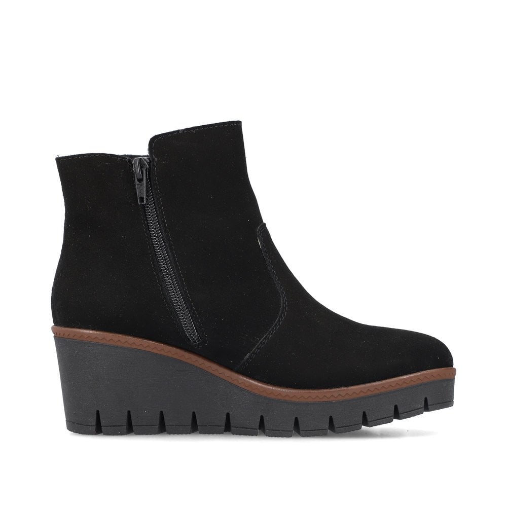 Rieker Y5065 Ladies Wedge Ankle Boots - Black