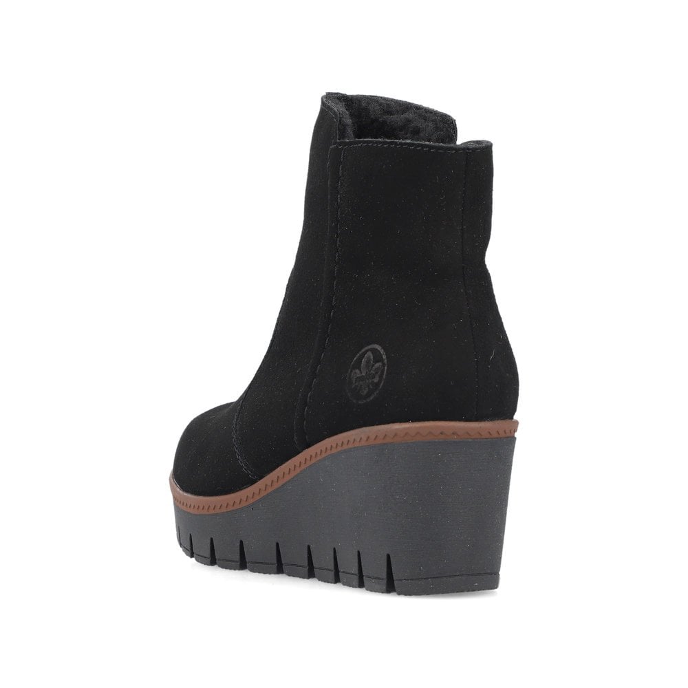 Rieker Y5065 Ladies Wedge Ankle Boots - Black