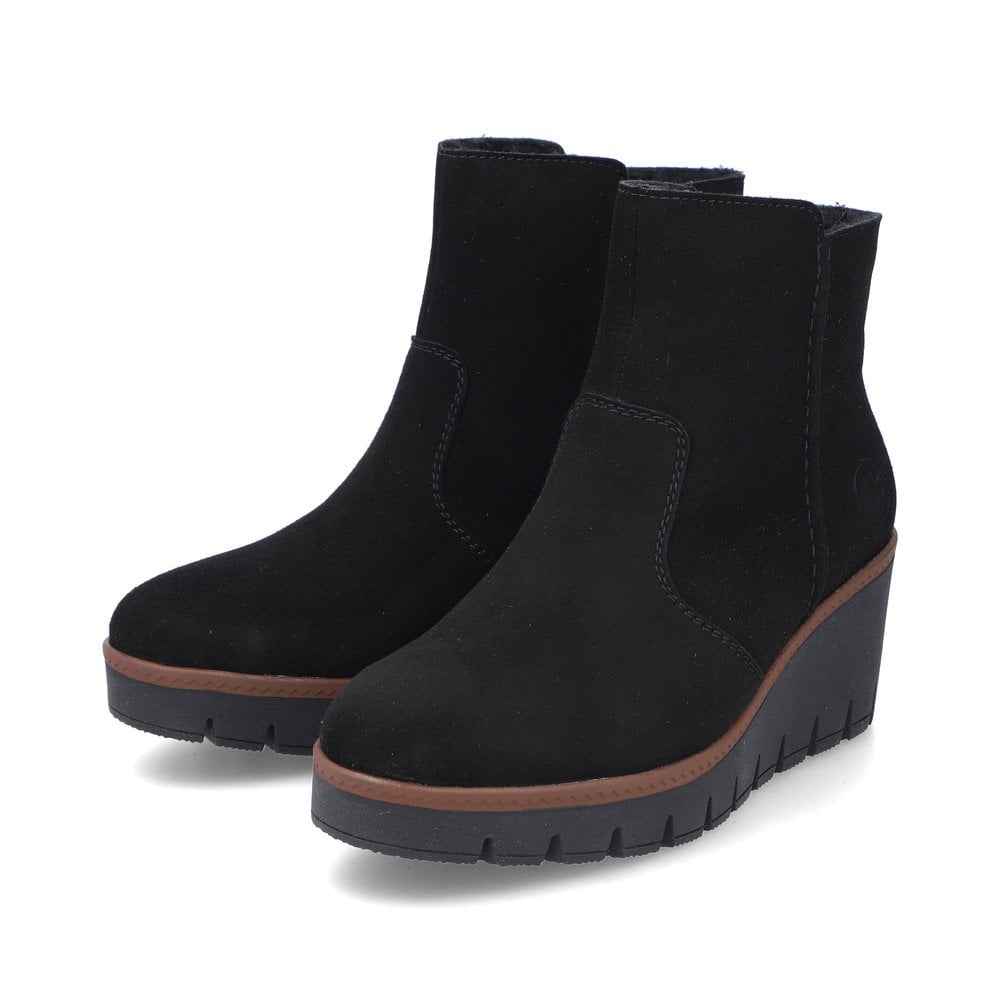 Rieker Y5065 Ladies Wedge Ankle Boots - Black