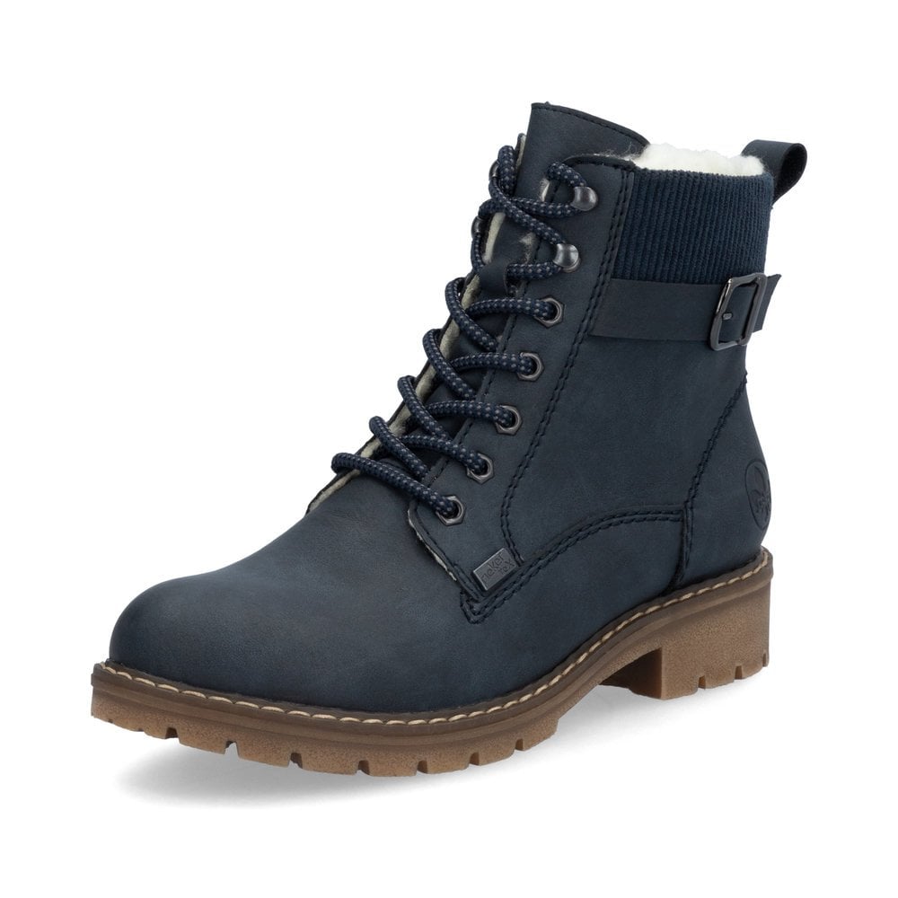 Rieker Y9102 Ladies Lace Up Ankle Boots - Navy