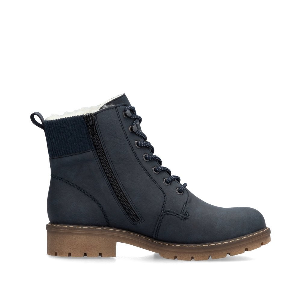 Rieker Y9102 Ladies Lace Up Ankle Boots - Navy