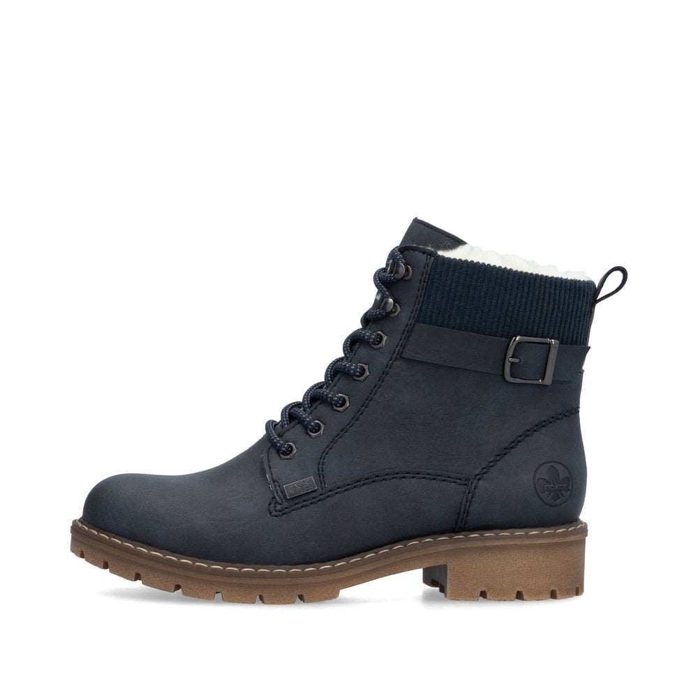 Rieker Y9102 Ladies Lace Up Ankle Boots - Navy