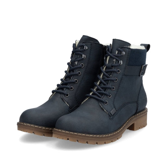 Rieker Y9102 Ladies Lace Up Ankle Boots - Navy