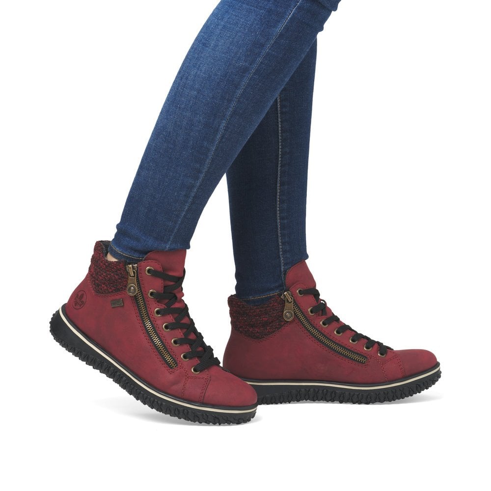 Rieker Z4263 Ladies Boots with Zipper - Red