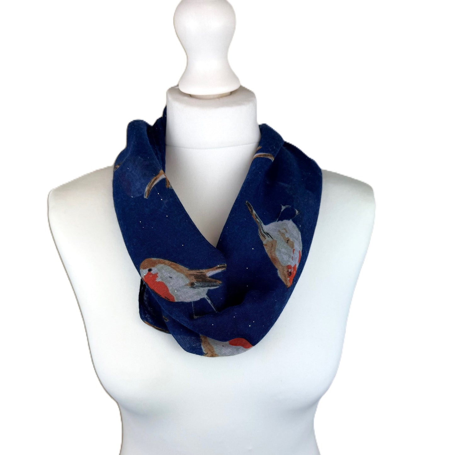 Robin Print Magnetic Scarf - Red or navy