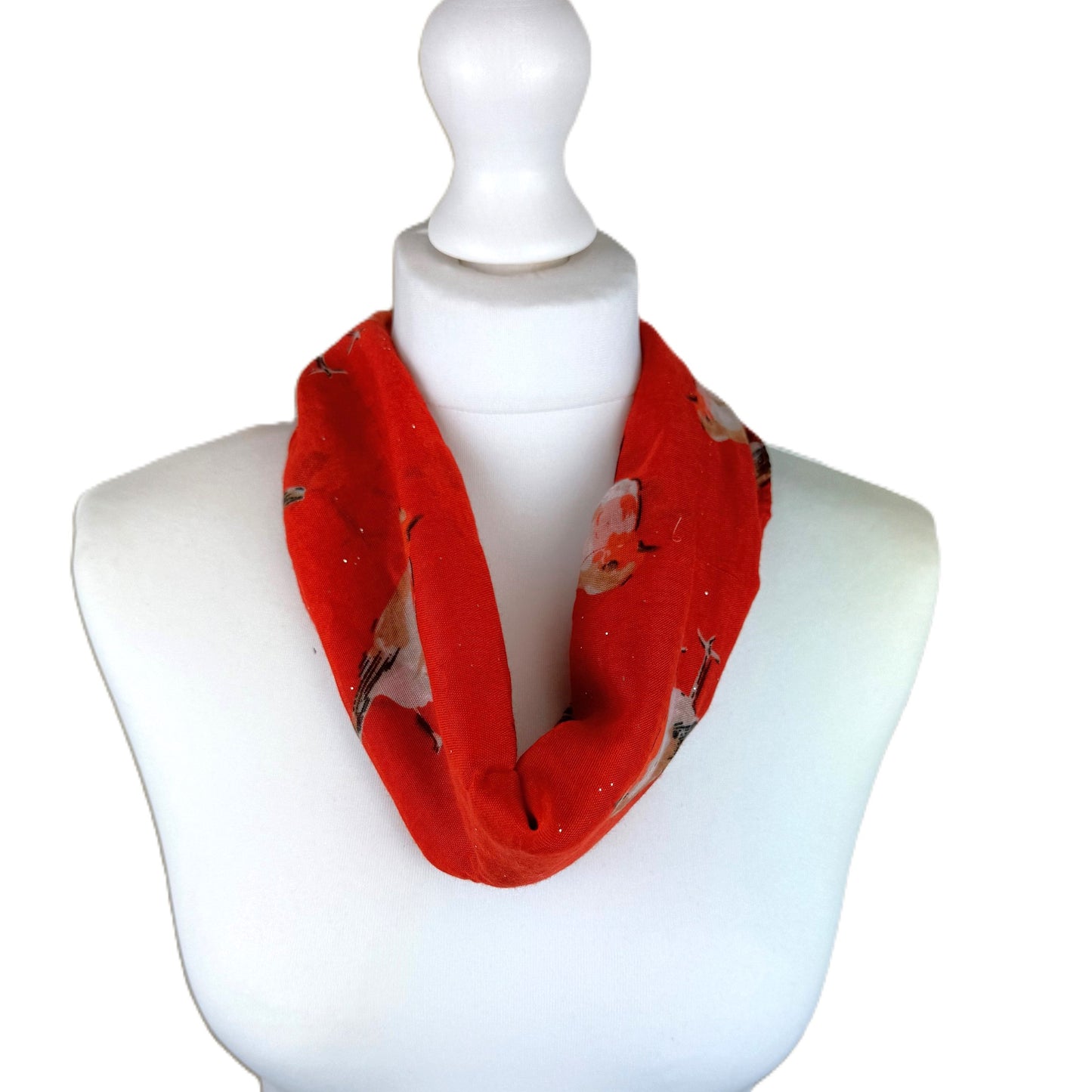 Robin Print Magnetic Scarf - Red or navy